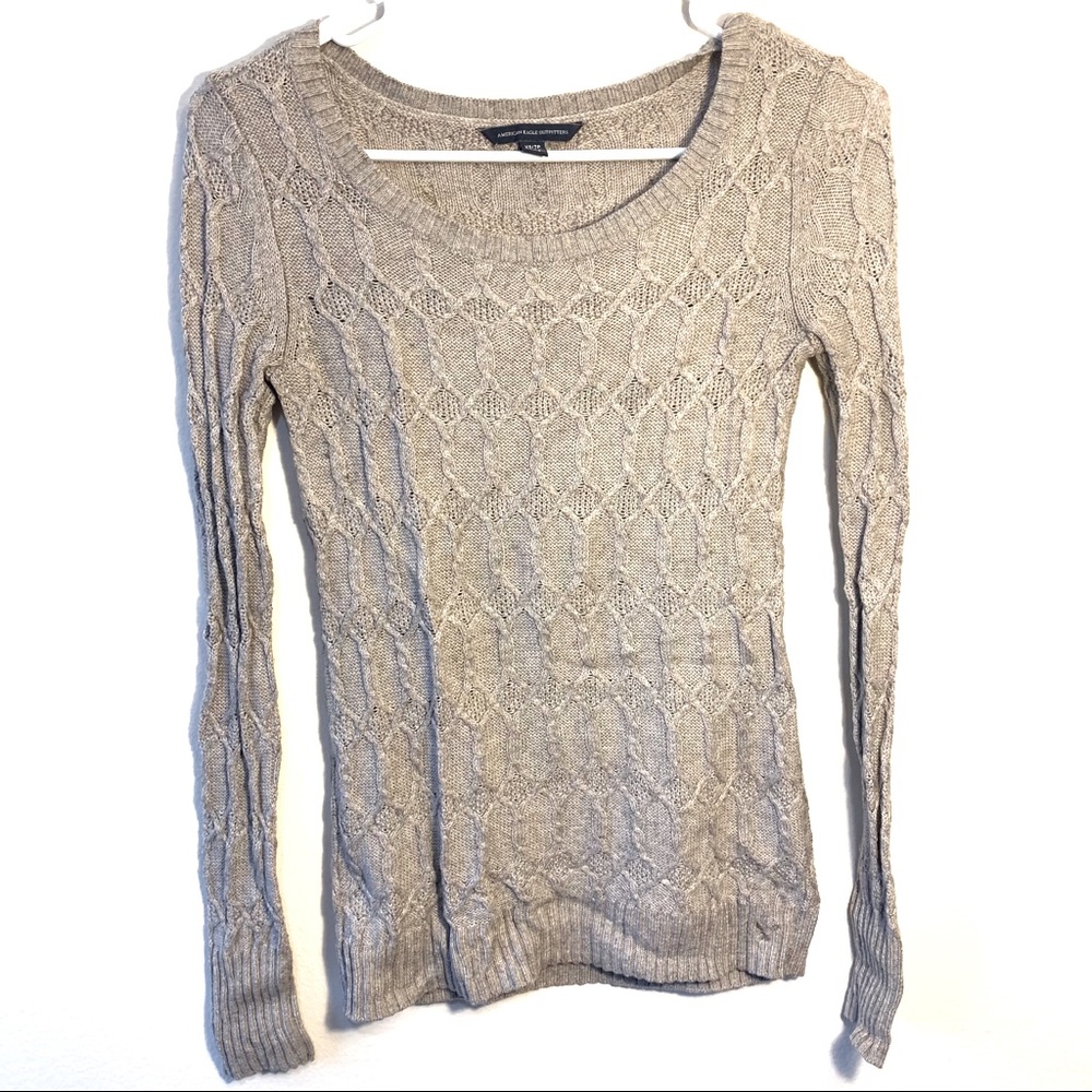 AE🦅 Argyle Ribbed Tan Sweater